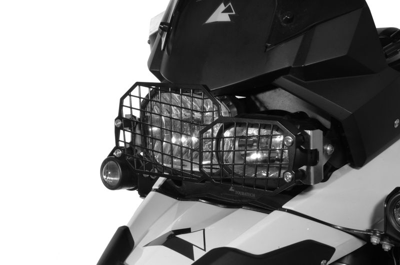 Stainless steel headlight protector black, with quick release fastener *OFFROAD USE ONLY*