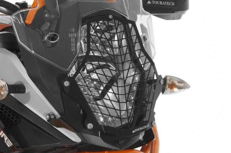 Stainless steel black headlight protector with quick release fasteners, black bracket, for KTM image 3