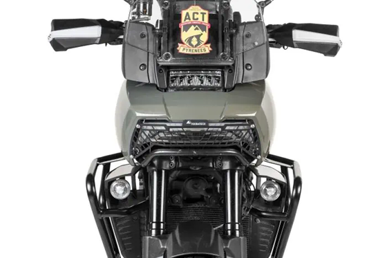 Headlight protector black with quick release fastener for Harley-Davidson RA1250 Pan America "OFFROAD USE ONLY" image 1