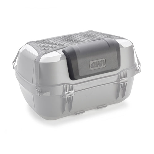 Givi MONOLOCK® top-case, black, 45 ltr., with grey aesthetic inserts. Universal kit and plate are included.