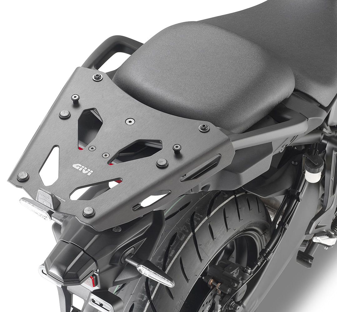 Motorcycle seat and luggage rack on a white background