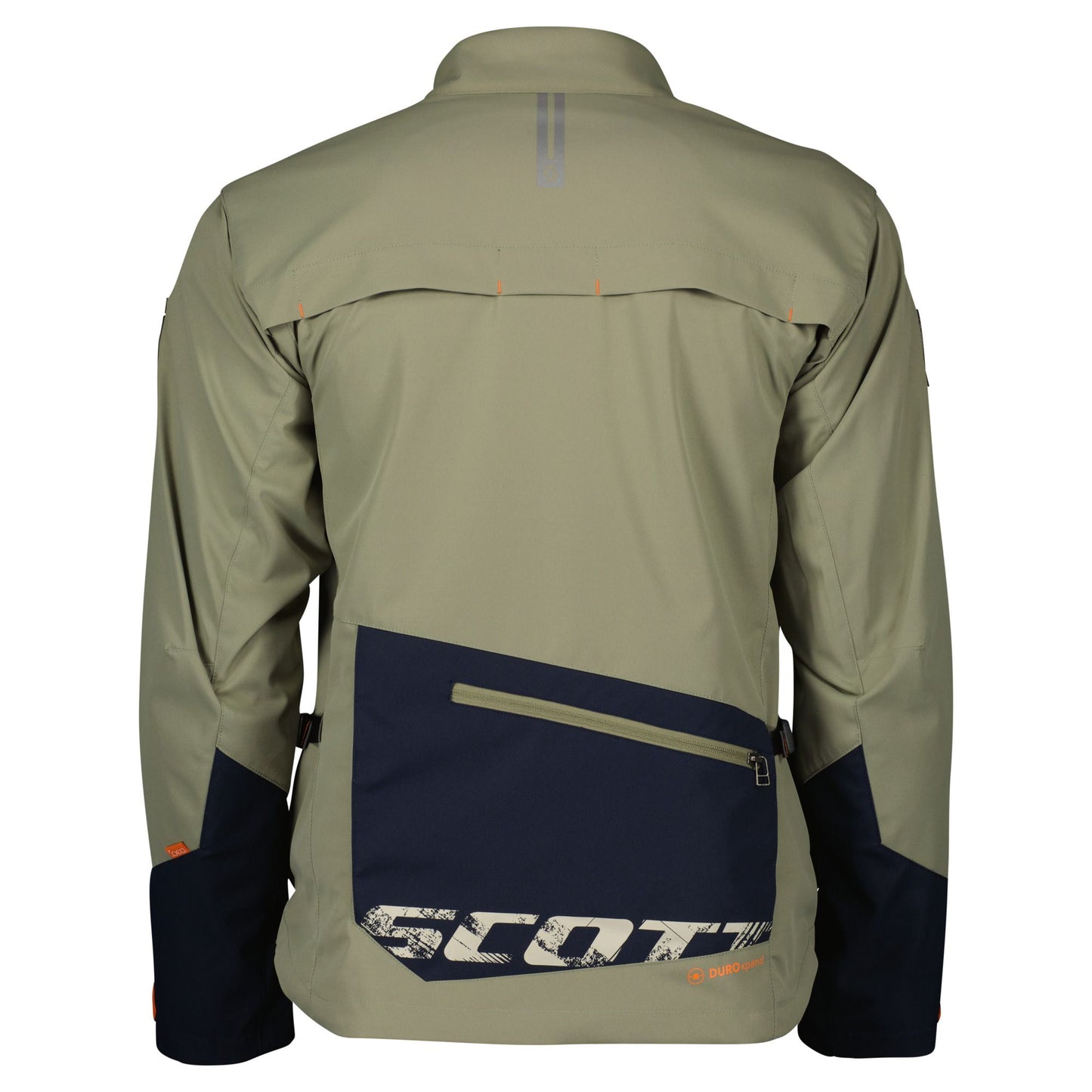 Green and navy jacket with 'Scott' branding on a white background