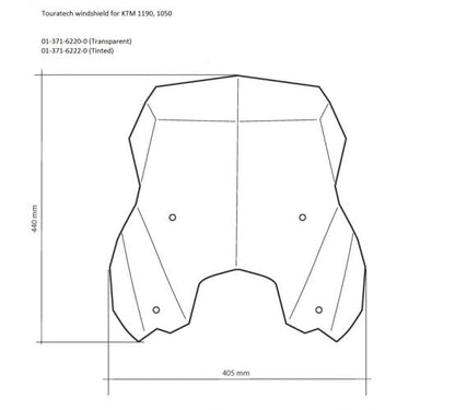 Windscreen, L, tinted, for KTM 1050 Adventure/ 1090 Adventure/ 1190 Adventure