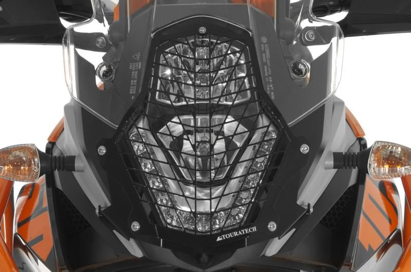Stainless steel black headlight protector with quick release fasteners, black bracket, for KTM image 2