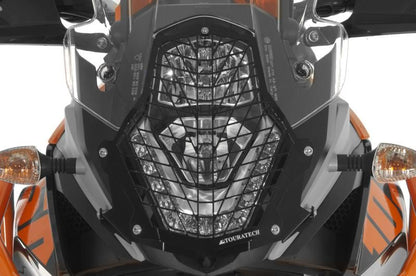 Stainless steel black headlight protector with quick release fasteners, black bracket, for KTM image 2