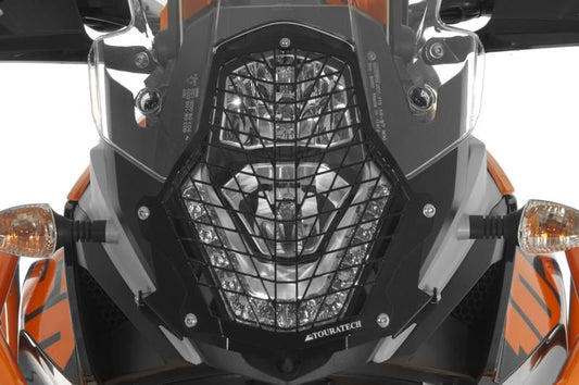 Stainless steel black headlight protector with quick release fasteners, black bracket, for KTM image 2
