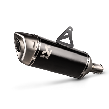 Black akrapovic exhaust on white background