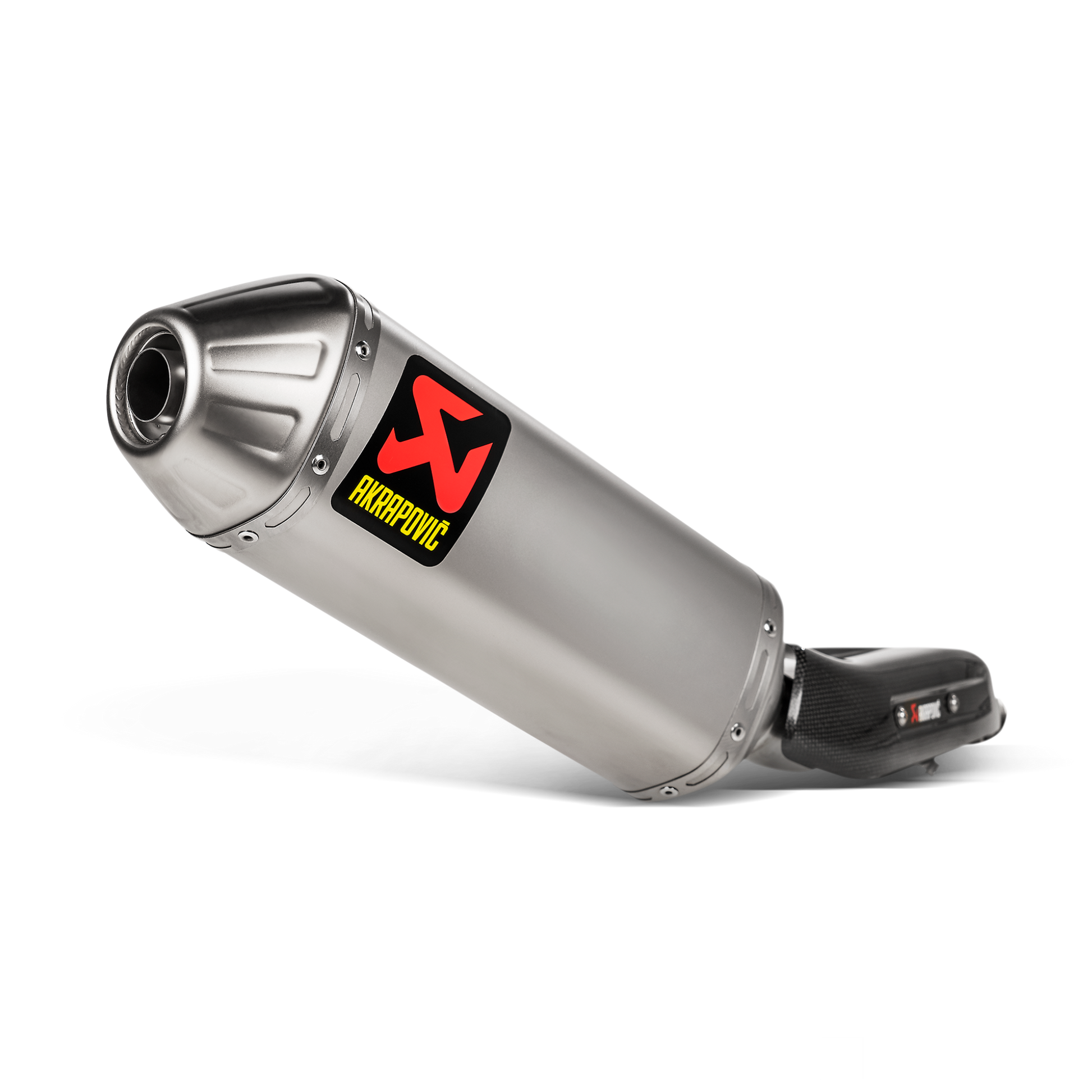 titanium exhaust with akrapovic logo on white background