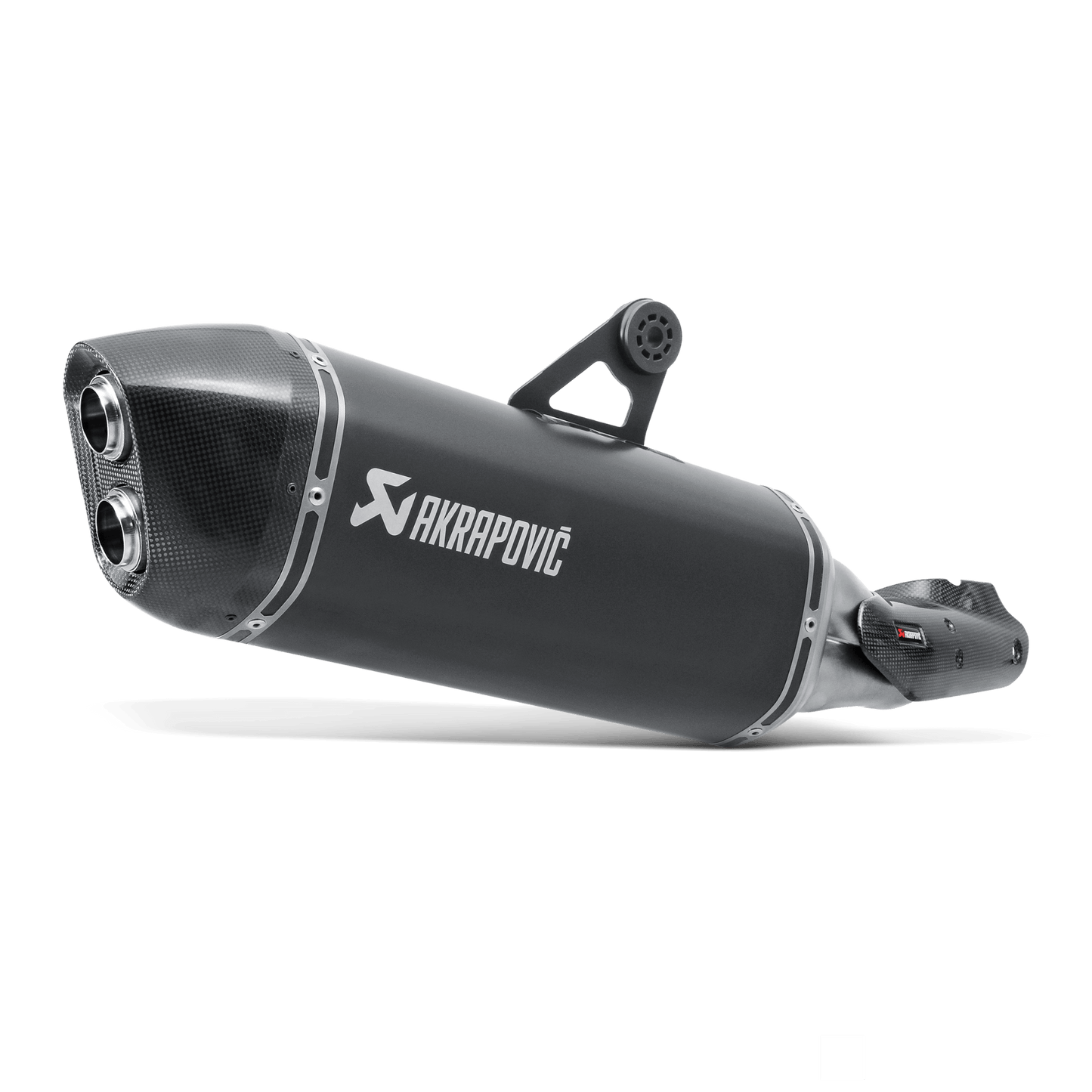 black akrapovic exhaust with carbon fibre tip