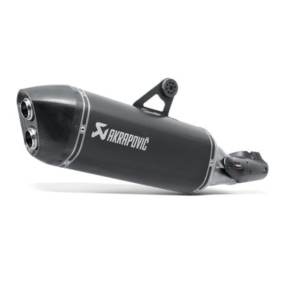 black akrapovic exhaust with carbon fibre tip