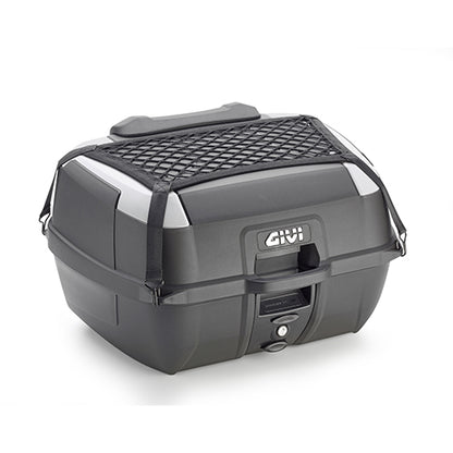 Givi MONOLOCK® top-case, black, 45 ltr., with grey aesthetic inserts. Universal kit and plate are included.
