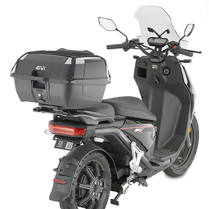 Givi MONOLOCK® top-case, black, 45 ltr., with grey aesthetic inserts. Universal kit and plate are included.