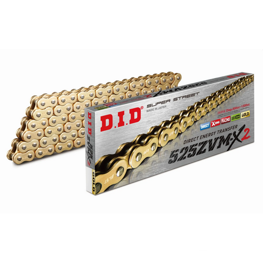 Gold motorcycle Chain and box on white background