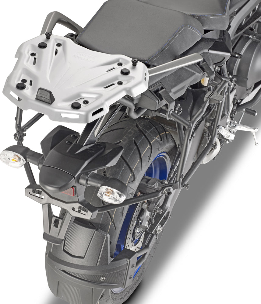 Motorcycle with a close-up of the rear section on a white background