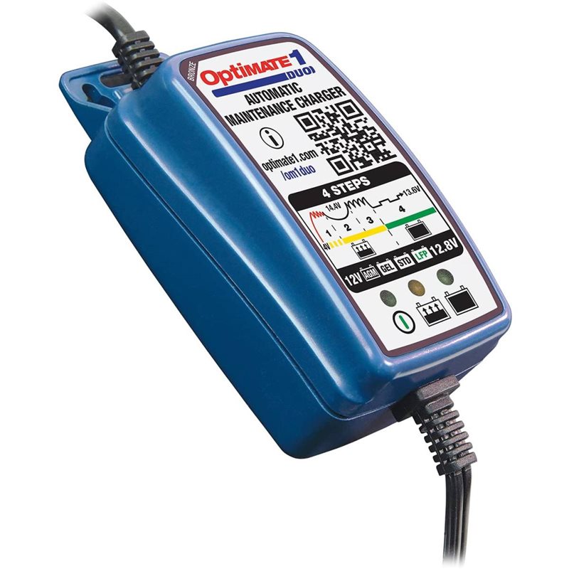 Blue Battery charger on white background