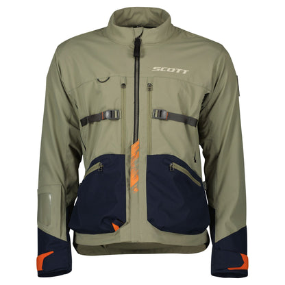 Beige and navy blue Scott jacket with orange accents 