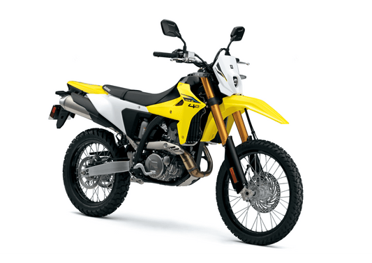 Yellow and black motorcycle on a white background