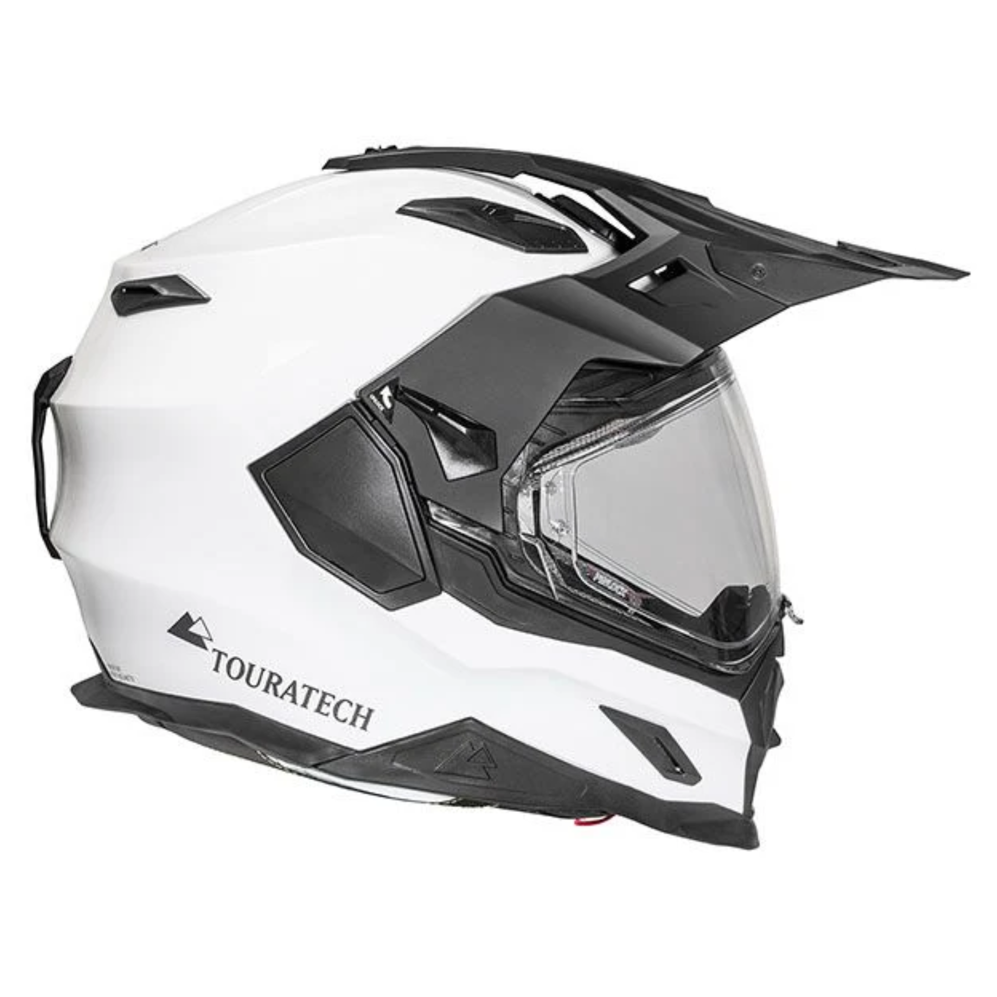 White adventure motorcycle helmet