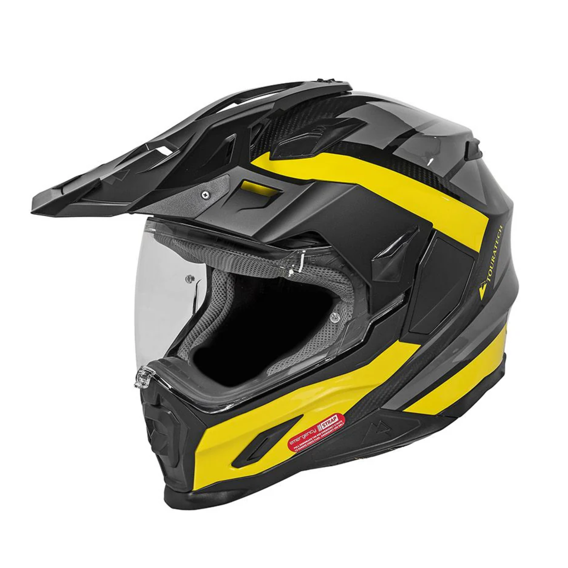 Adventure motorcycle helmet in yellow and grey