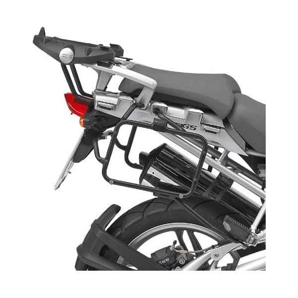 Motorcycle with a luggage rack on a white background