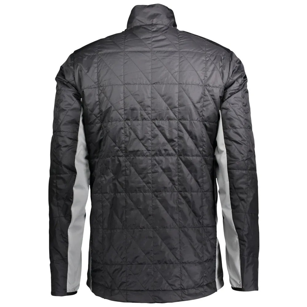Quilted jacket with a gray and black color scheme on a white background